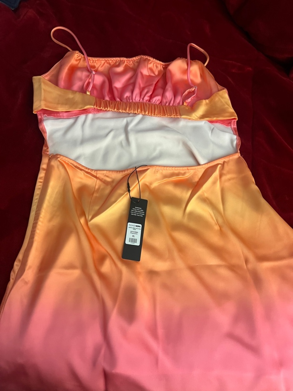 Satin Ombre Slip Dress - Pink to Orange